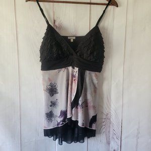 Studio Y Dress Tank, L, floral, adjustable straps, wrap front, tie back, dress,